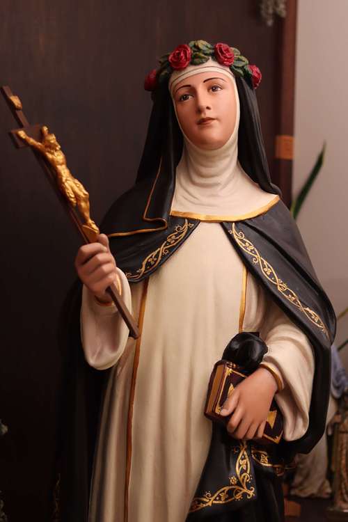 Beautifully restored statue of Saint Rose of Lima for St. Rose Parish in New Lexington, Ohio.  A beautiful original Daprato statue brought back to life.