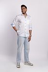 Detailed Long Sleeve Cotton Shirt Summer Sky (Blue)