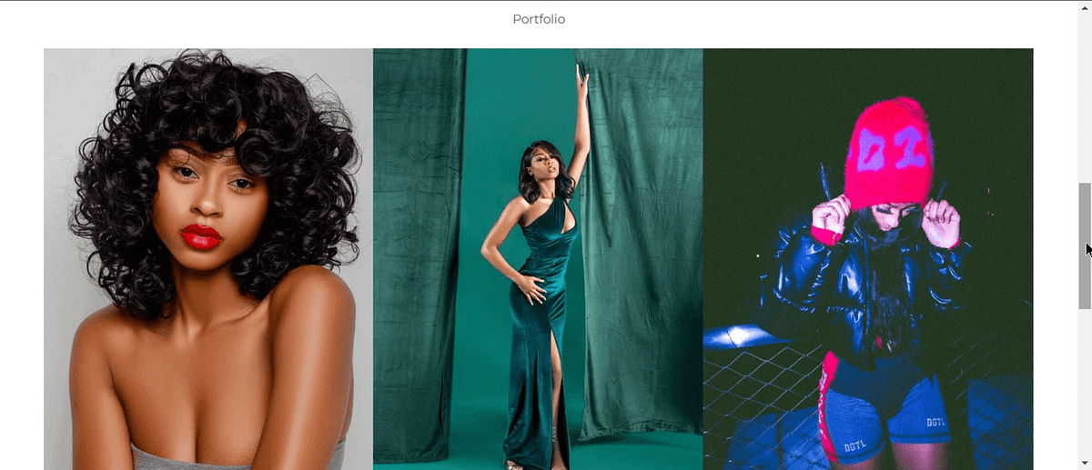 Image of Simone Smith's modeling portfolio website