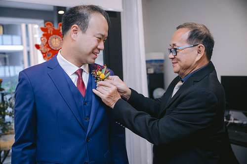 Bride and Groom Getting Ready