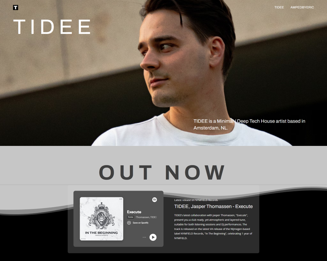 Главная страница портфолио TIDEE music