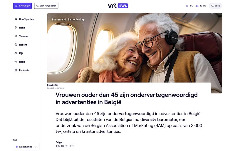 VRT gebruikt AI beelden op nieuws pagina.