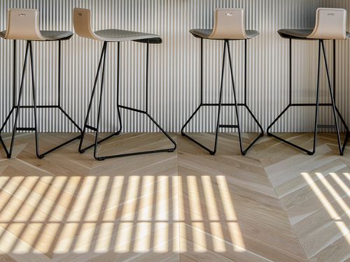 Composition emphasizing geometry and textures in minimalist design – Herculane project