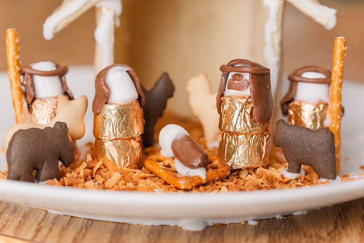 up-close of pop-tart nativity scene, in Cranberry Township, PA