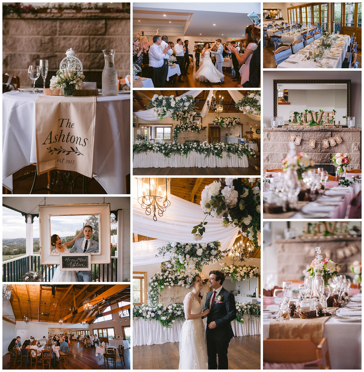 Wedding reception setup at Loxley on Bellbird Hill Blue Mountains.