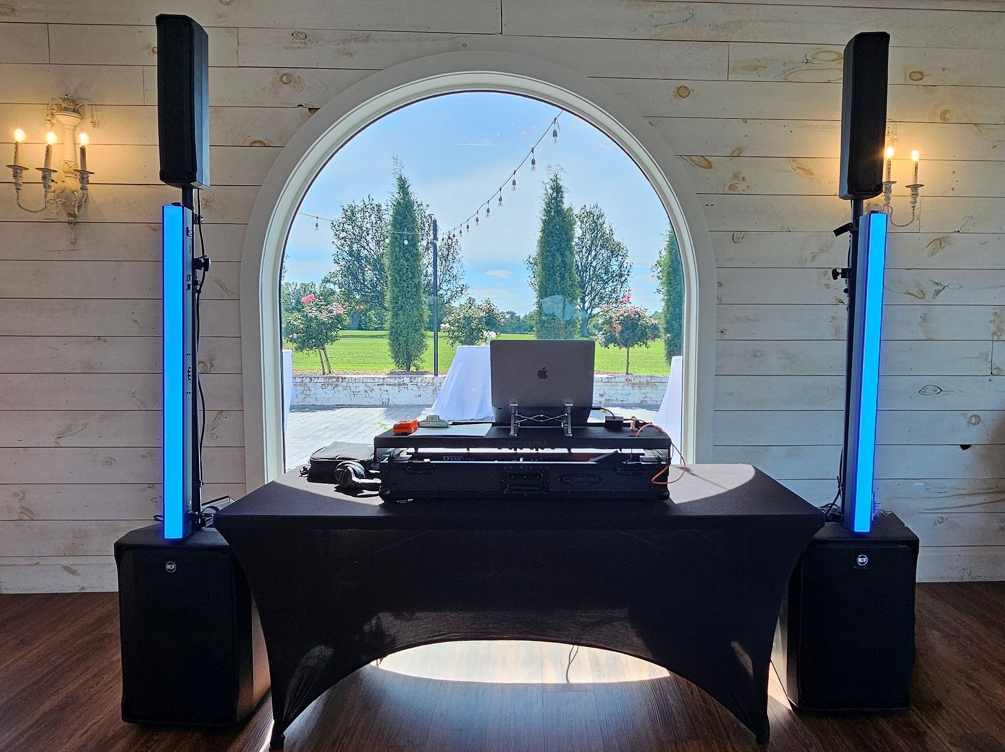 DJ Table with speakers and lights