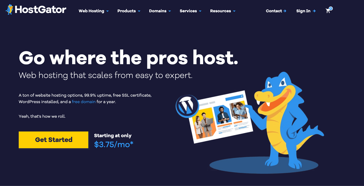 Скриншот конструктора сайтов HostGator