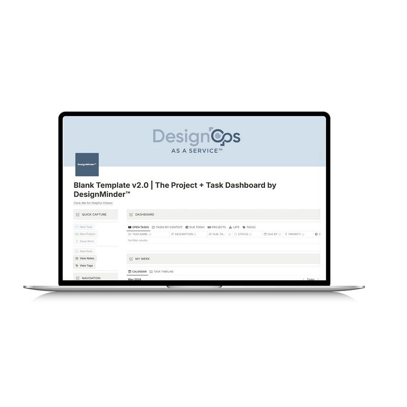 Project + Task Dashboard Template by DesignMinder™