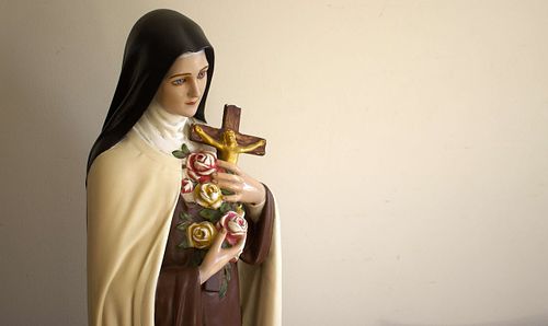 St Therese statue before restoration for St. Joseph Church in Somerset, Ohio