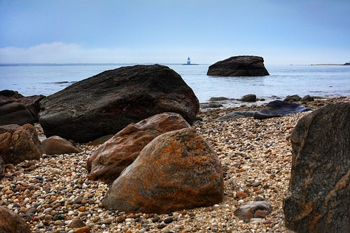 Orient Point Lighthouse across Plum Gut Channel