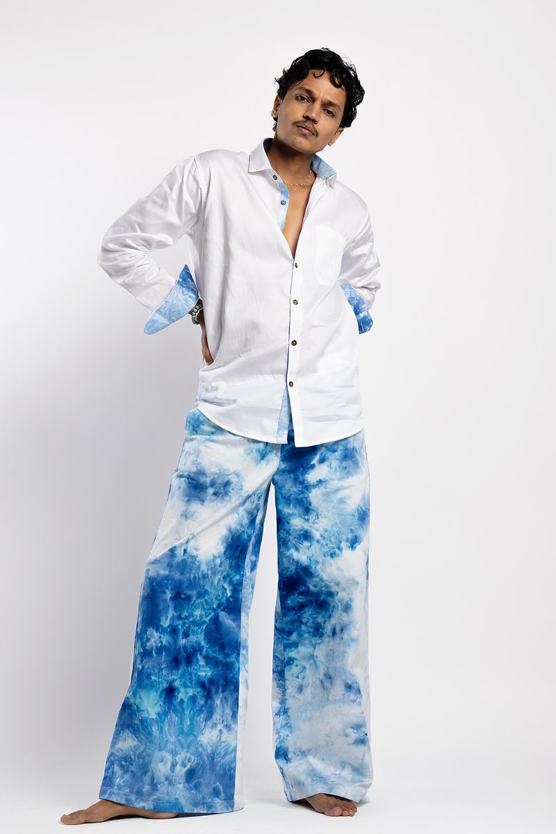 Signature White Premium Cotton Shirt - Summer Sky