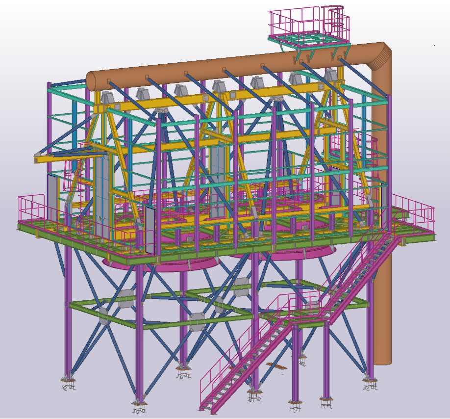 Tekla detailing of industrial deck slab support structure