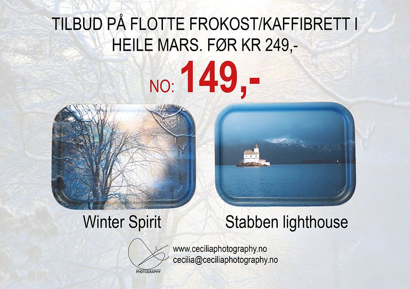 Tilbud på serverings/frokostbrett i heile mars 2020