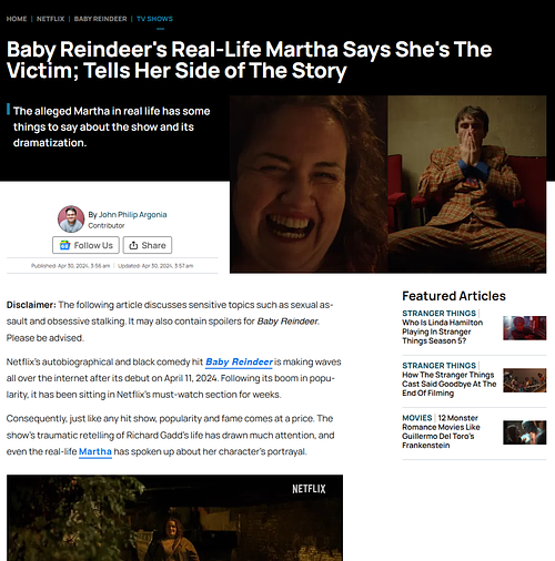 Baby Reindeer's Real-Life Martha Says She's The Victim