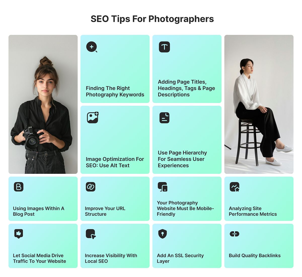 Imagen que muestra consejos de SEO para fotógrafos.