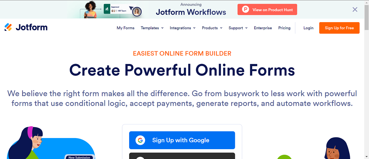 Jotform home page