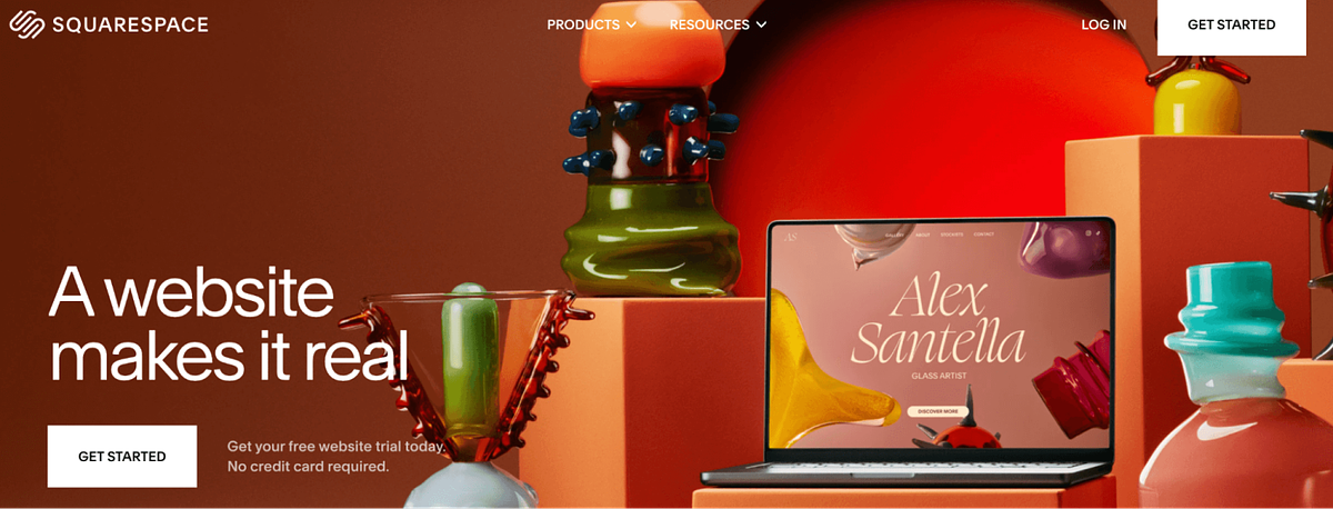 Homepage of Squarespace