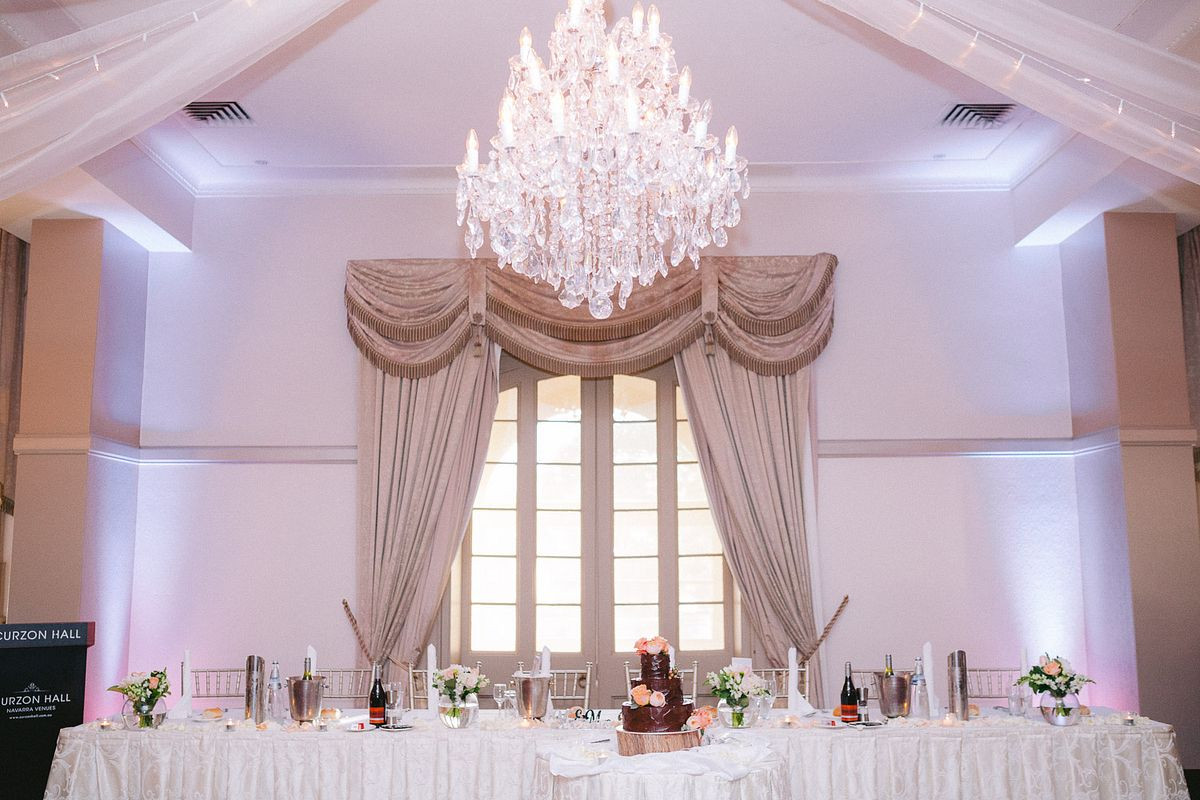 Wedding reception setup at the Agincourt Room, Curzon Hall.