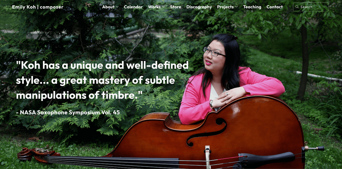 Musician website of Emily Koh