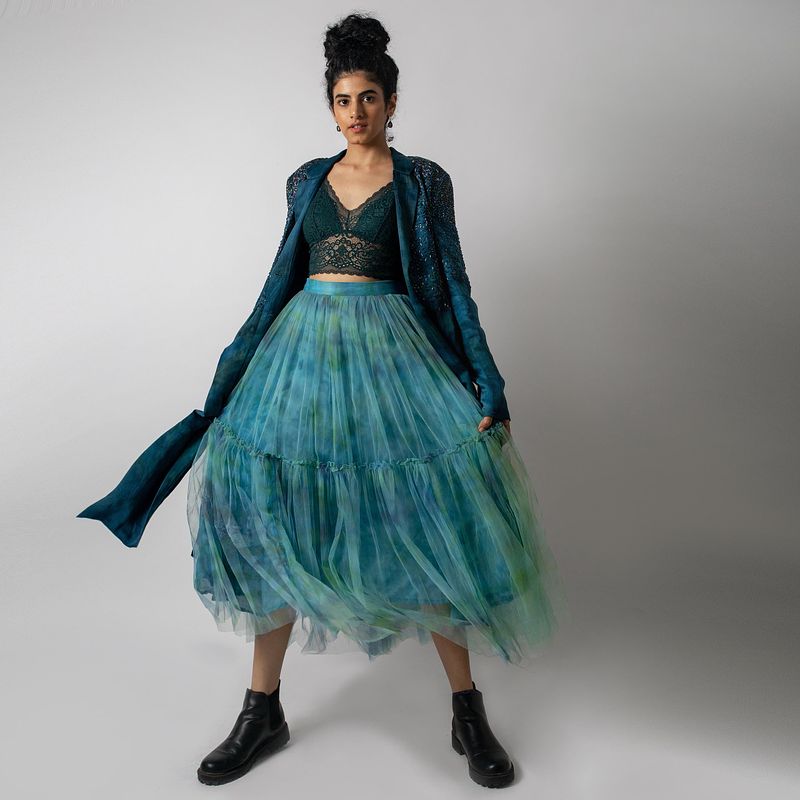 Metallic Wings Embroidered  Blazer