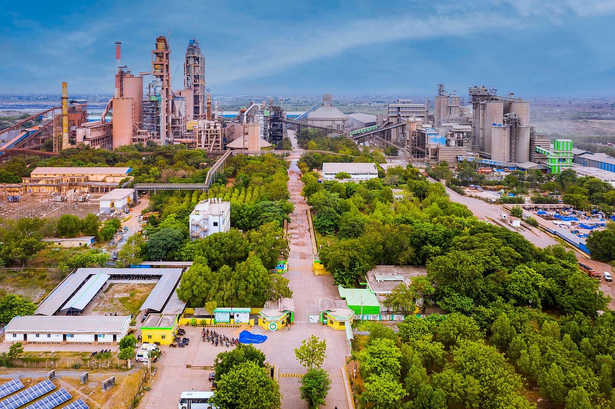 Top view of Zuari cement ltd, Manufacturing cement, Hyderabad, INDIA