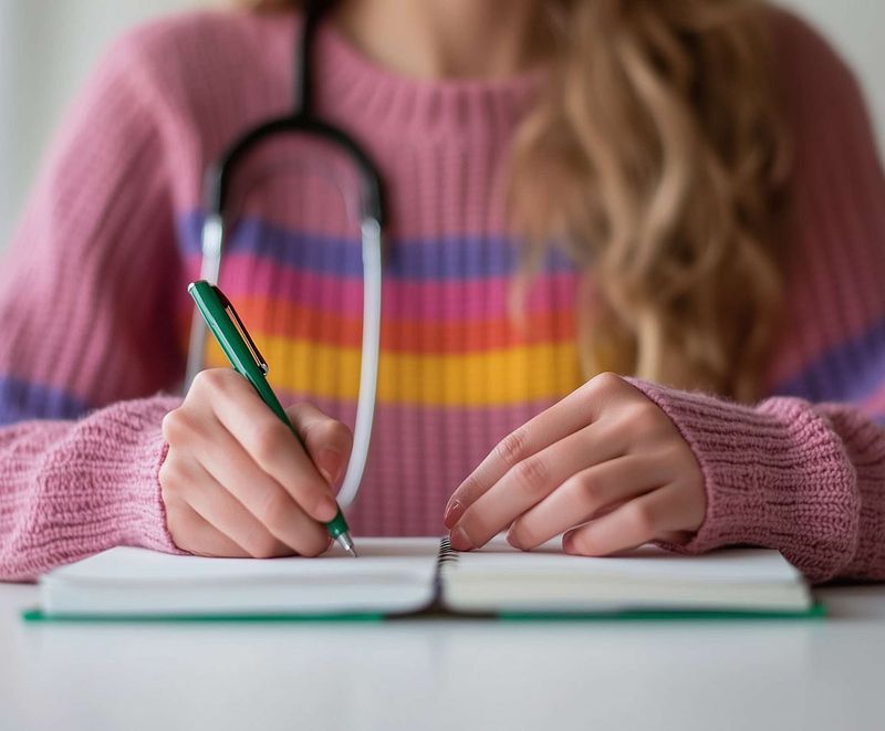 a perimenopause woman writing down her symptoms preparing for a doctor visit
