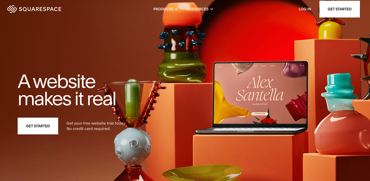 Squarespace home page screenshot