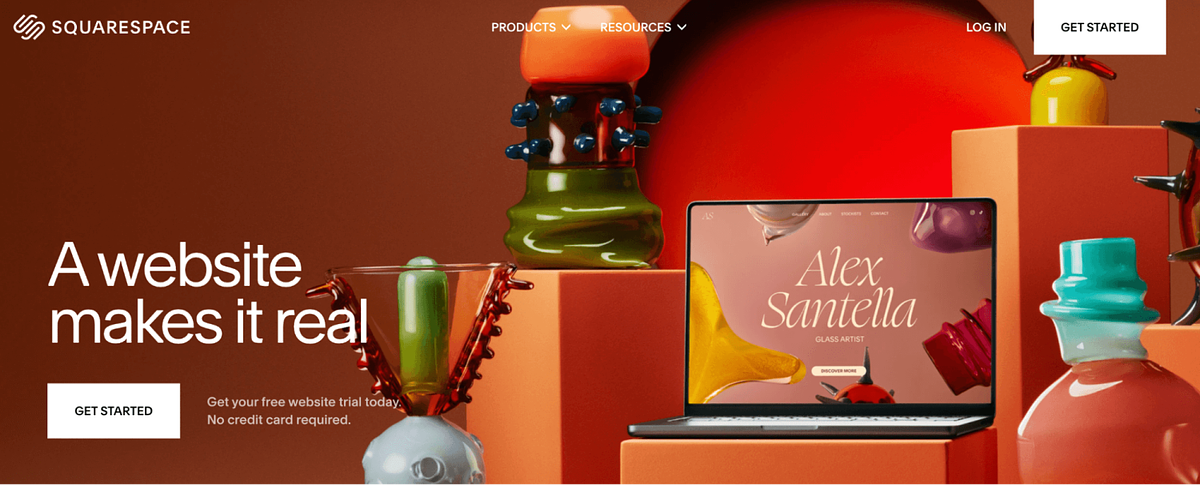 Screenshot of Squarespace's homepage