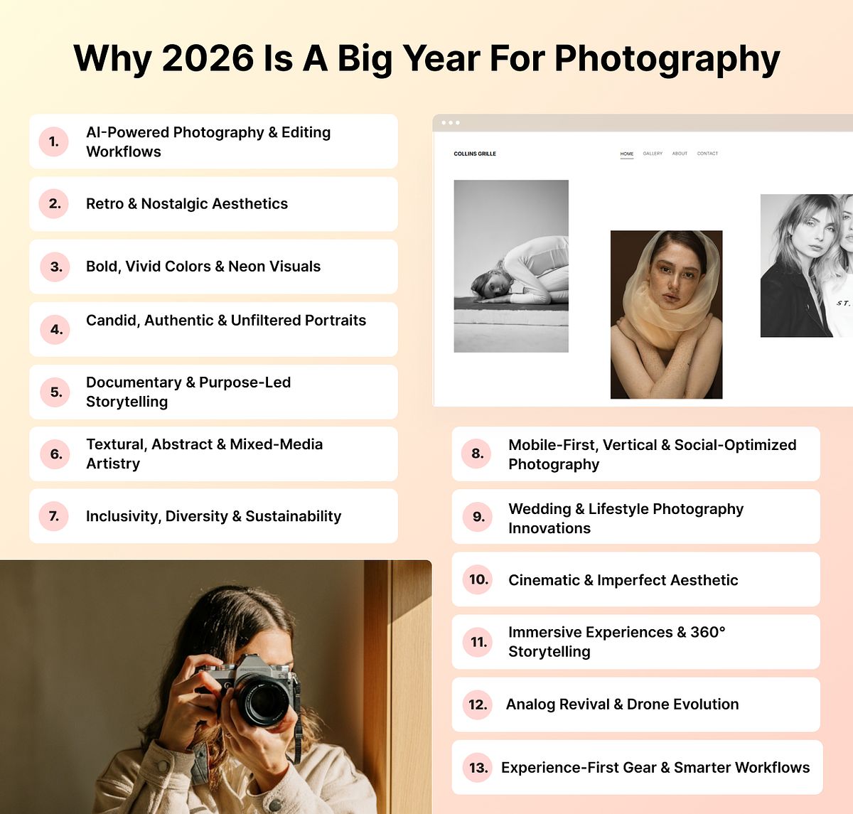Infographic showing all the latest photography trends