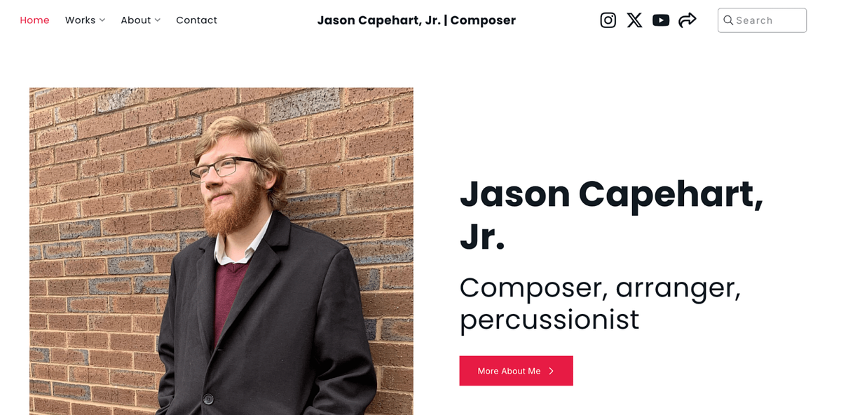 Website van Jason Capeheart Jr. muzikant