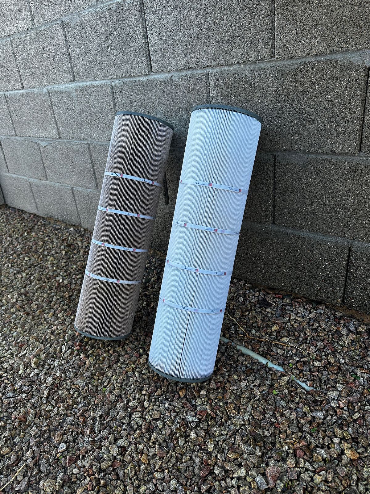 Side by side comparison before and after of filter clean