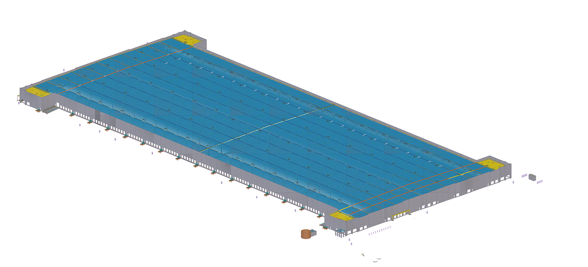 Tekla 3D model optimized for steel shop drawing generation
