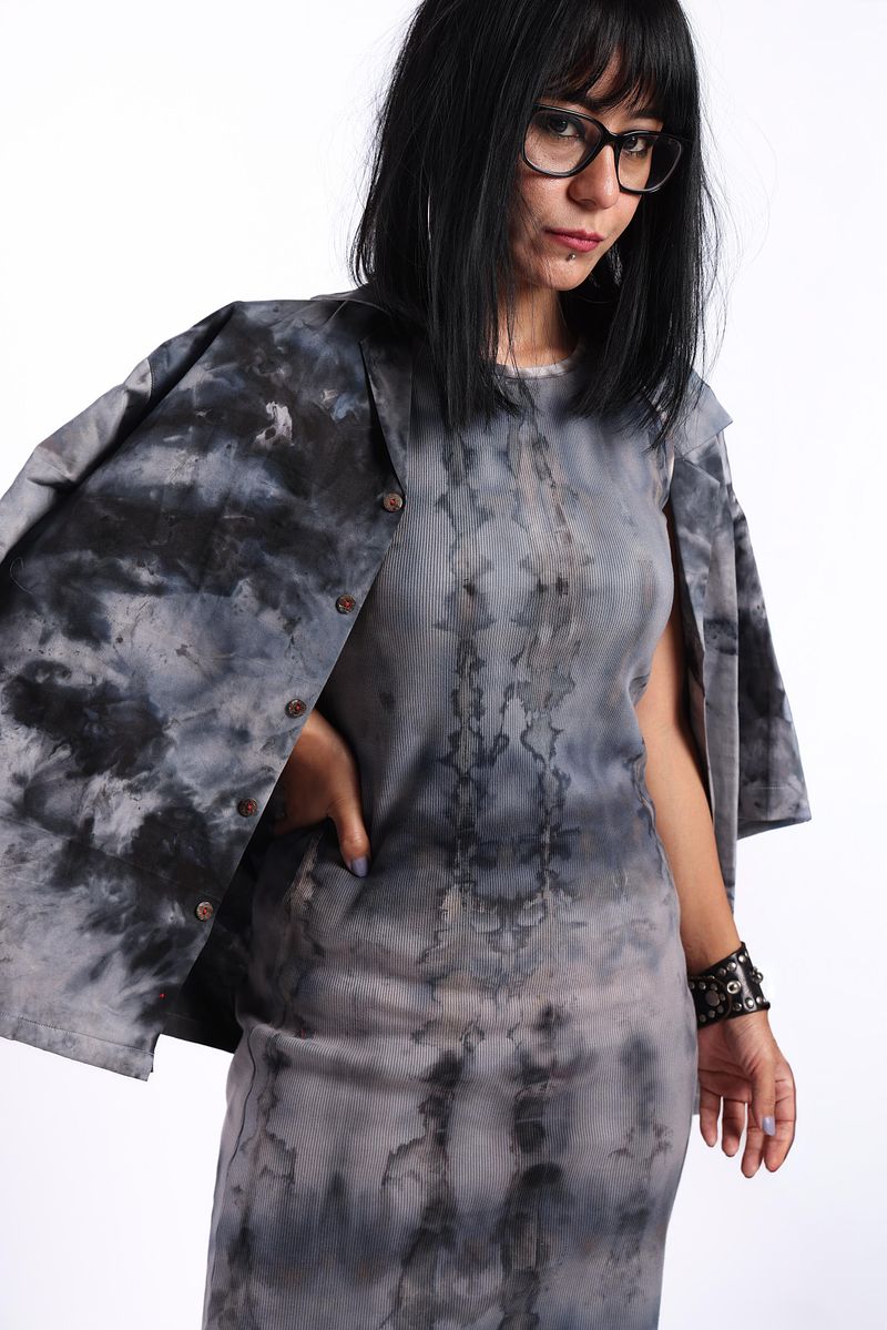 Ribbed Dress - Charcoal Night