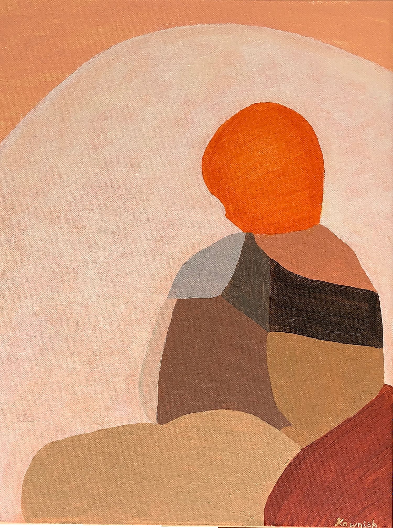 “The Quiet Flame – Original symbolic oil painting by Kawnish with layered texture and abstract warmth”