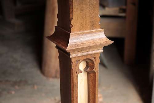 custom, handmade molding and arch carving on Dominican lectern