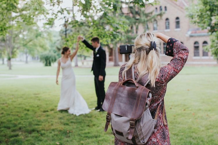 Wedding photoshoot in grass greeny background