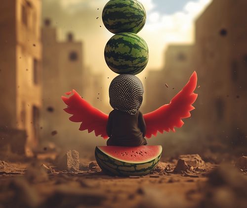 Little Jadu’i, palestinian art, watermelon