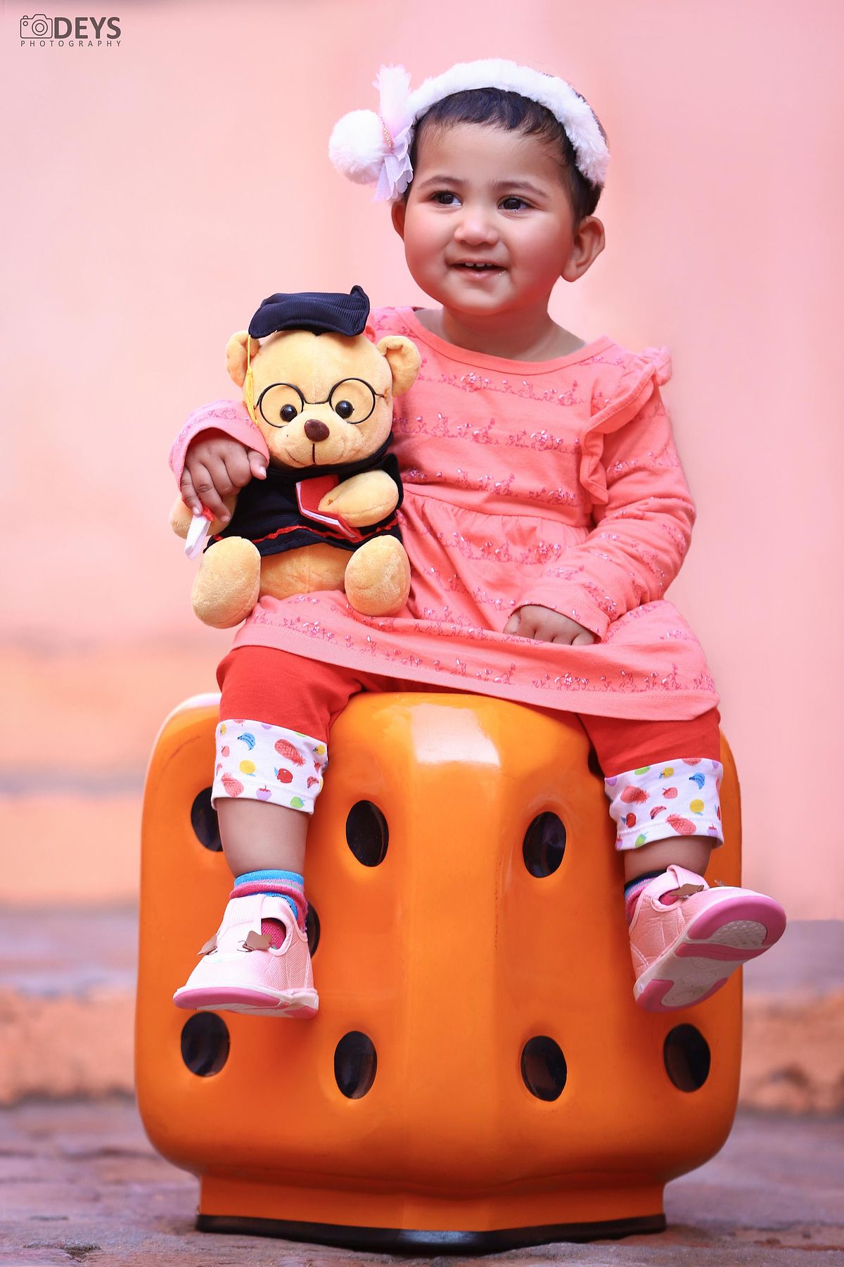 Baby photoshoot with teddy at studio in Delhi
