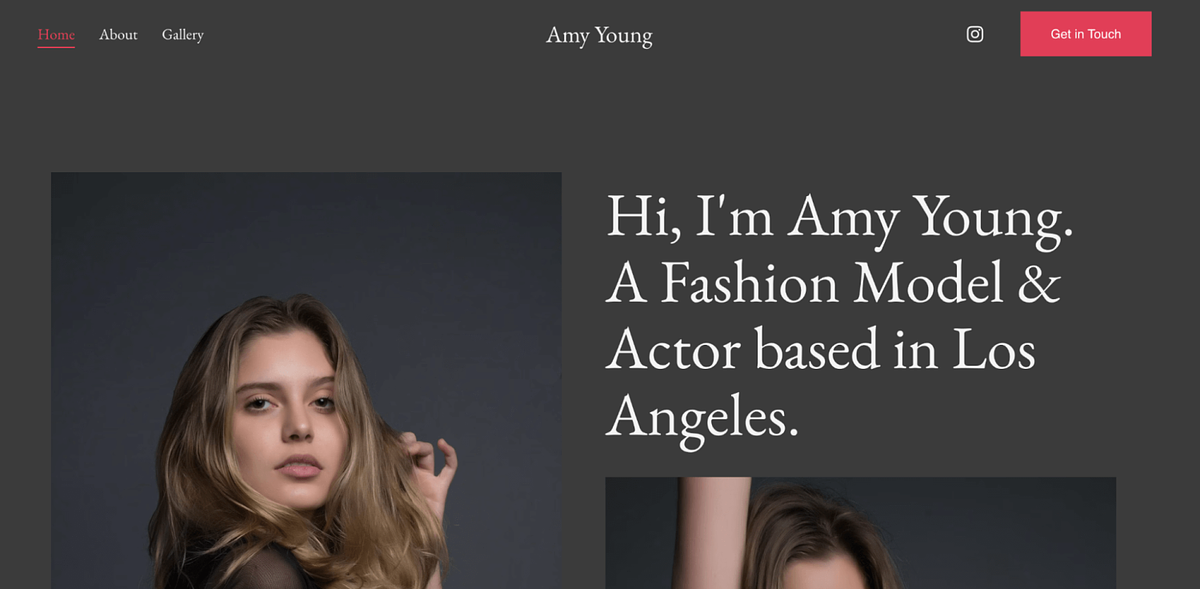 Model-Portfolio-Website-Vorlage Elan von Pixpa