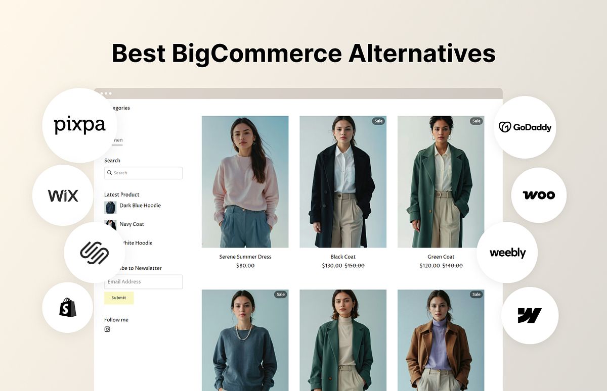 Infographic showing some of the best BigCommerce alternatives