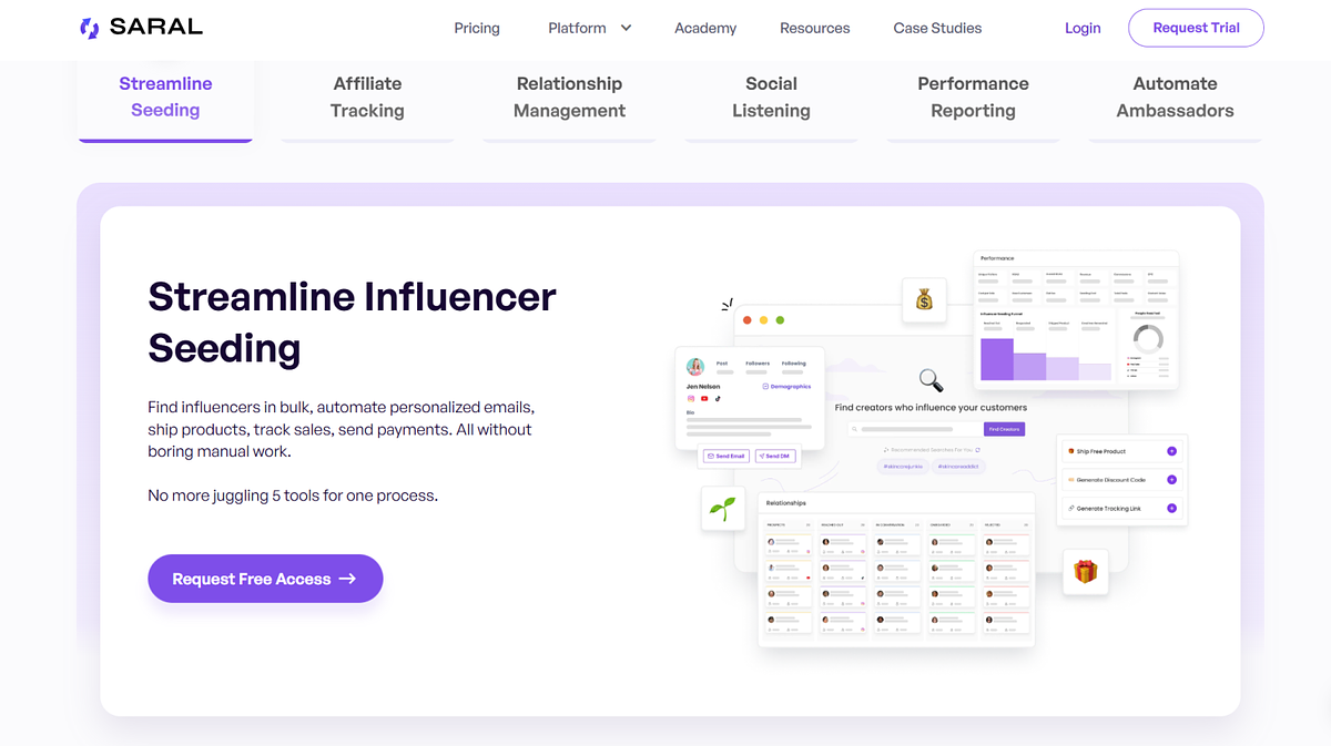 Zrzut ekranu strony głównej SARAL