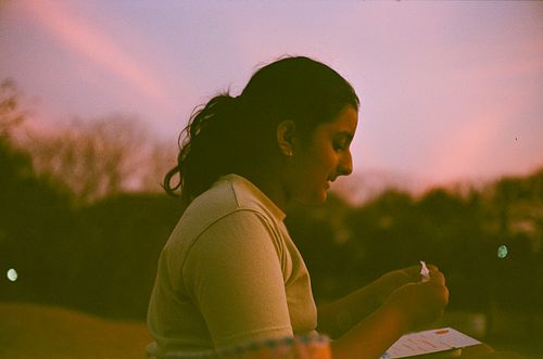 Indian Child draws at sunset Bangalore