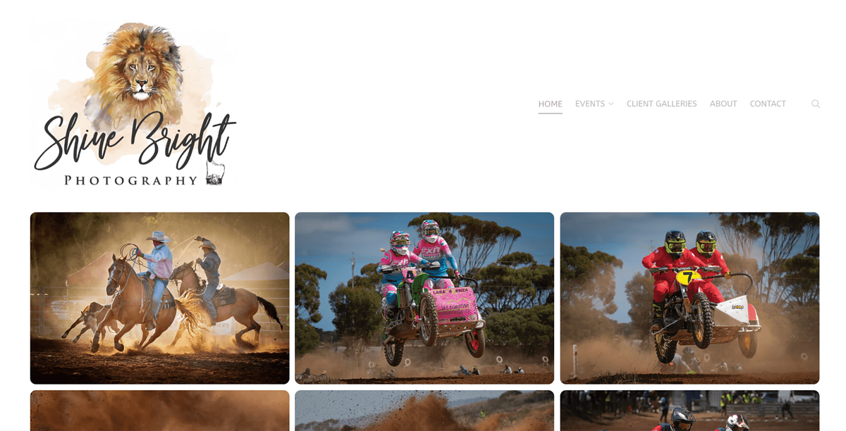 Sports photography portfolio website of Shine Bright