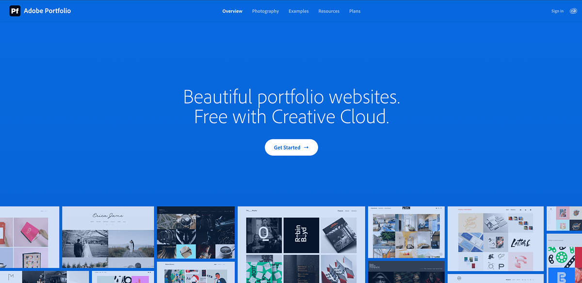 Abode portfolio website builder homepage