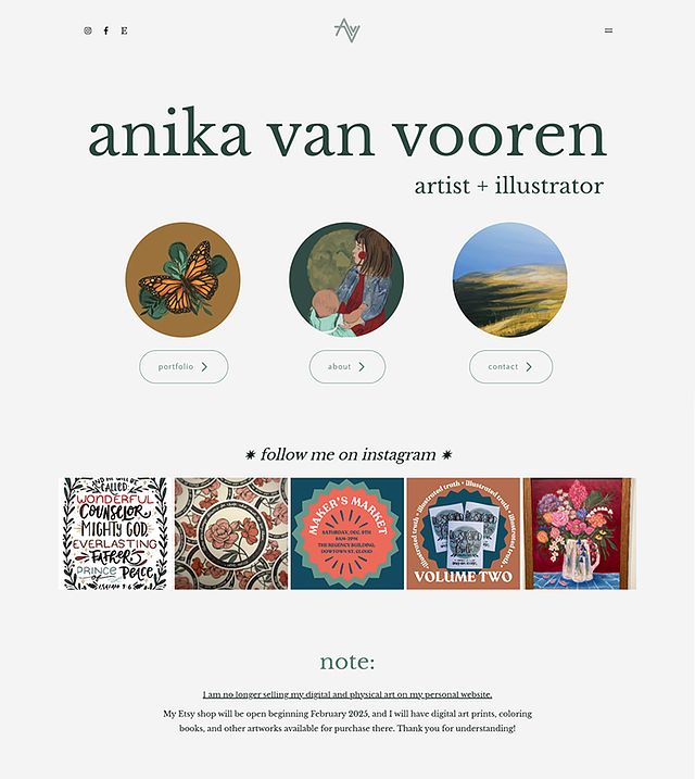 Anika Van Vooren Portfolio Website Examples