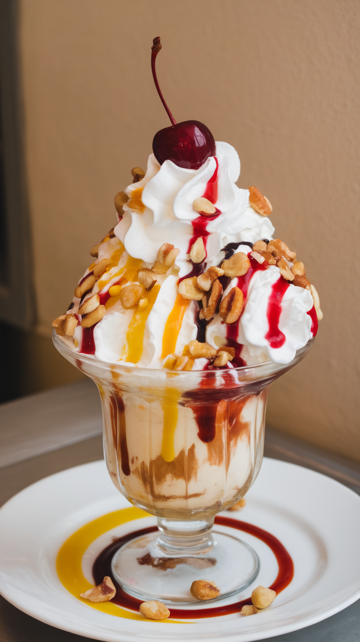 Chocolate Syrup and Fruit Syrup on Ice Cream
