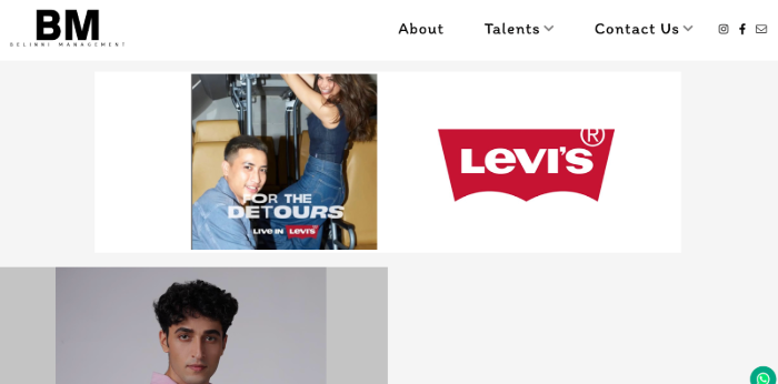 Site de l'agence de mannequins Belinni Management