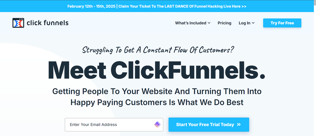 click funnels home page