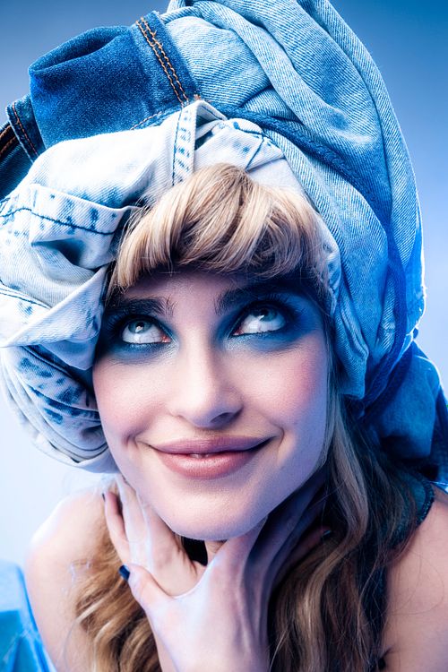 Portrait of subject with avant-garde styling, fashion photography by Mila Filippone.