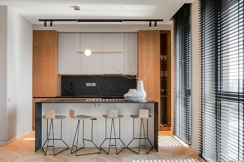Kitchen design featuring geometric lines and rich textures – Herculane project